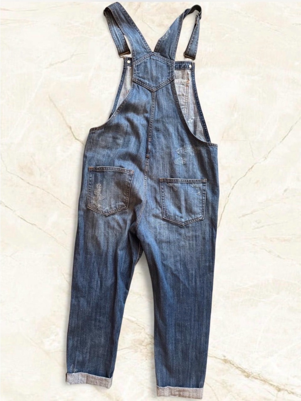 Hidden Jeans Girls Blue Distressed Denim Bib Overall Jumpsuit Button Pockets Sm - Picture 10 of 15